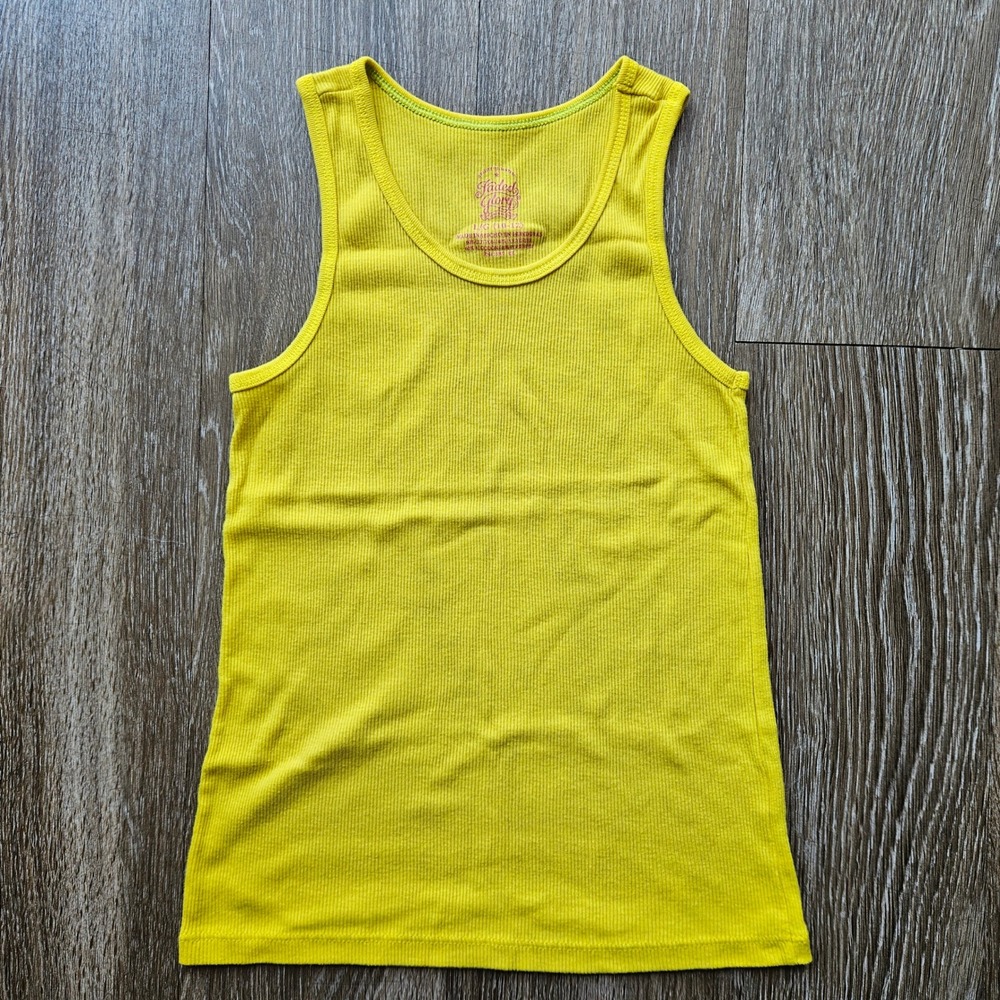 Faded Glory Girls Ribbed Tank Top Yellow L (10-12) Sleeveless